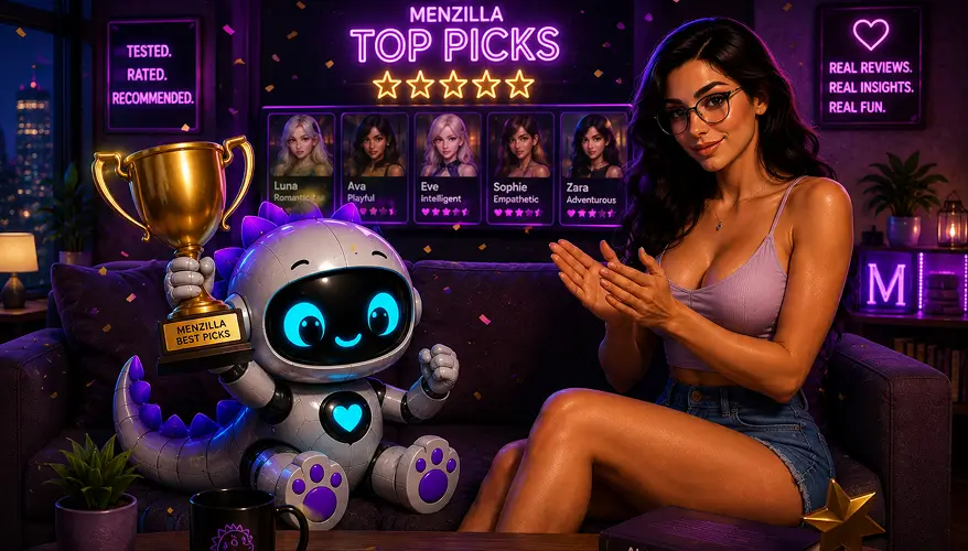 Eve and Zilla presenting Menzilla’s top AI companion picks